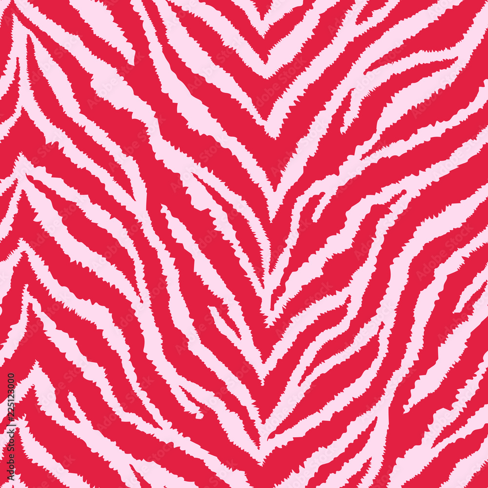 Seamless pattern with bright red and blush pink zebra fur print. Vector illustration. Exotic wild animalistic texture. Seamless pattern with bright red and blush pink zebra fur print. Vector illustration. Exotic wild animalistic texture.