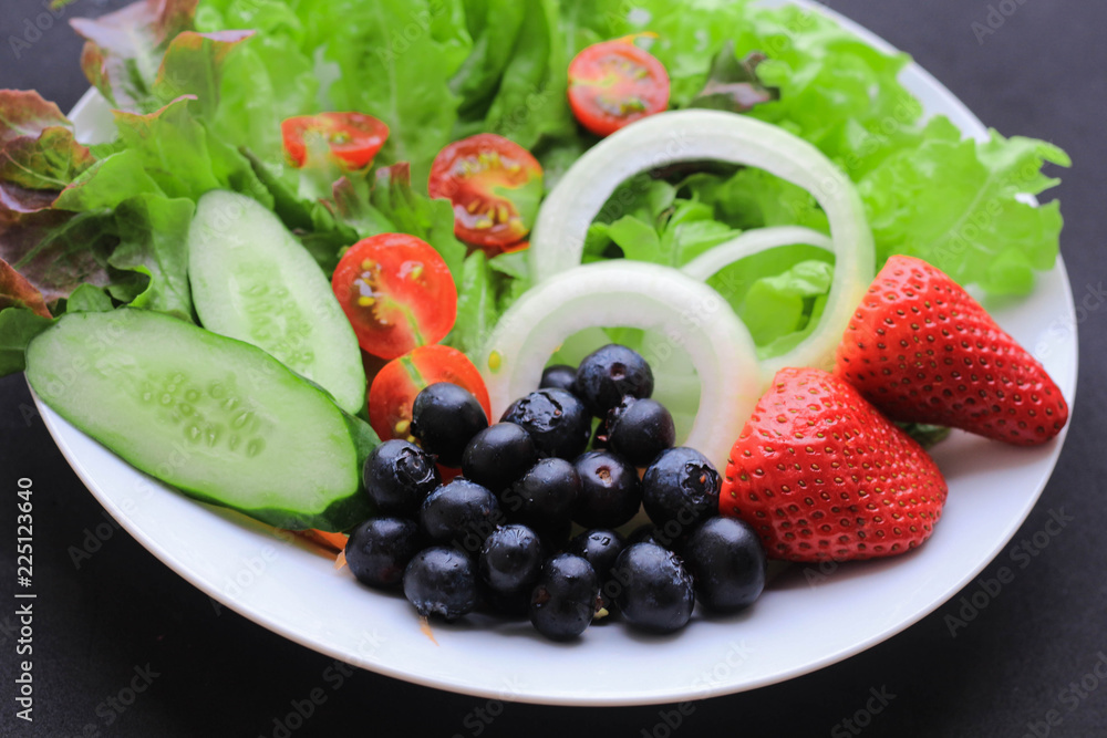 Healthy salad with blueberries and Healthy salad with blueberries and