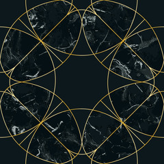 Canvas schilderij Glamour stijl patronen Luxe gouden geometrie en marmer  © kronalux