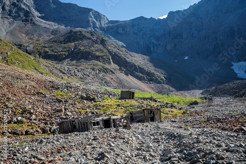 Abandoned Uranium mine in Marble ValleyStalins Gulag camp (Borlug) in Kodar ridge photo