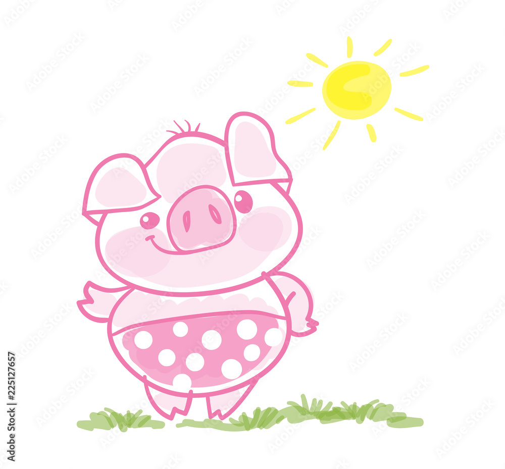 Funny little pig. Cartoon vector illustration Funny little pig. Cartoon vector illustration