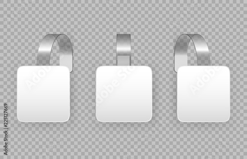 Supermarket advertising wobbler. Square paper sale tags. Shelf wobbler labels vector set