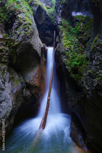 Mixnitz, Austria and its popular hiking trail in a gorge full of wateralls and wooden paths called Baerenschutzklamm photo