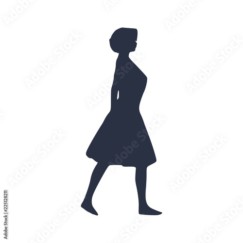 Sexy woman silhouette in dress. Walking lady