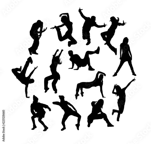 Happy Cool Dancer Silhouettes, art vector design