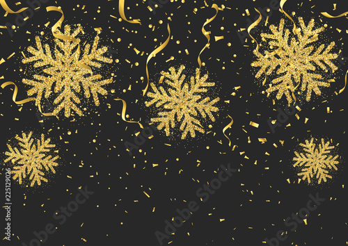 Glitter style snowflakes confetti and streamers