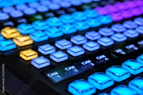 Equipment in outside broadcasting van.