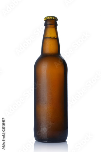 Single bottle of cold beer with drops