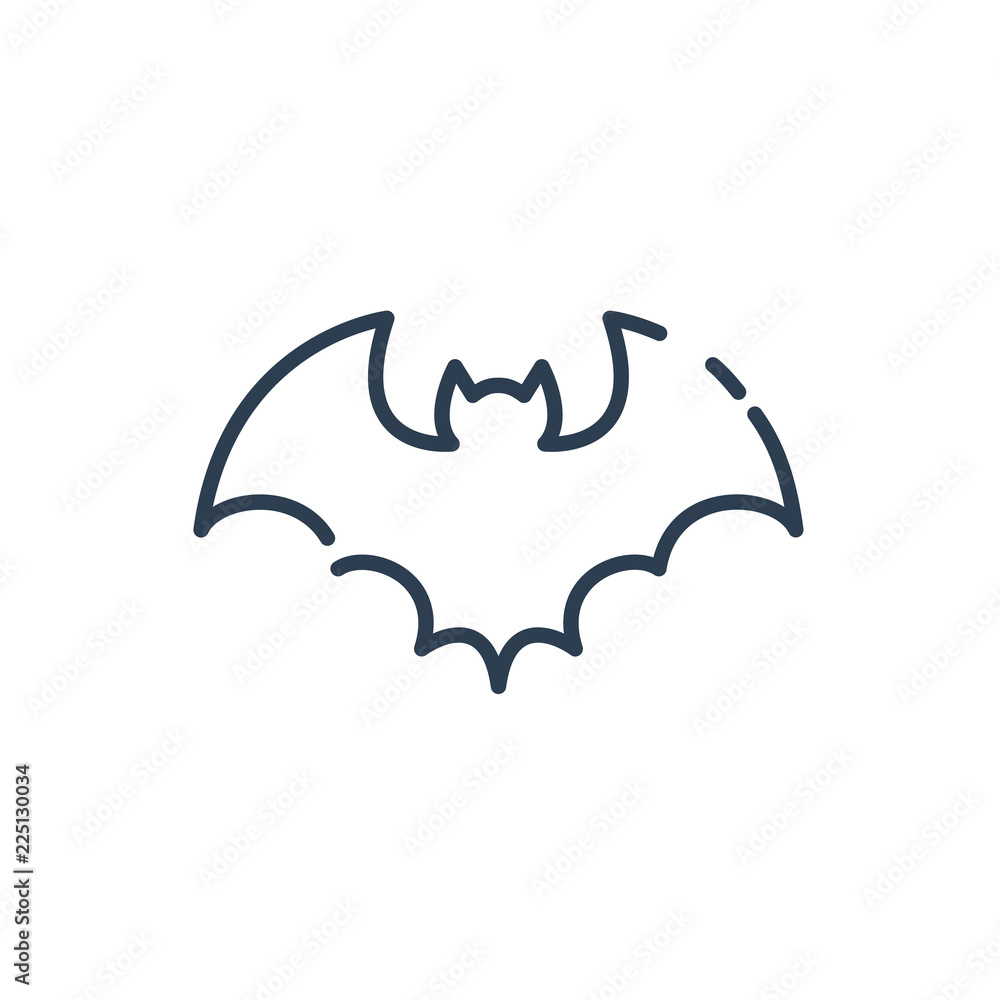 Halloween black bat icon. Line art vector Halloween black bat icon. Line art vector