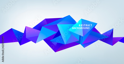 Vector realistic abstract 3d shape. Faceted horizontal background, design elements. Futuristic style banner