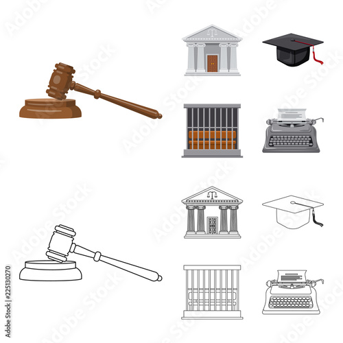 Isolated object of law and lawyer icon. Set of law and justice vector icon for stock.