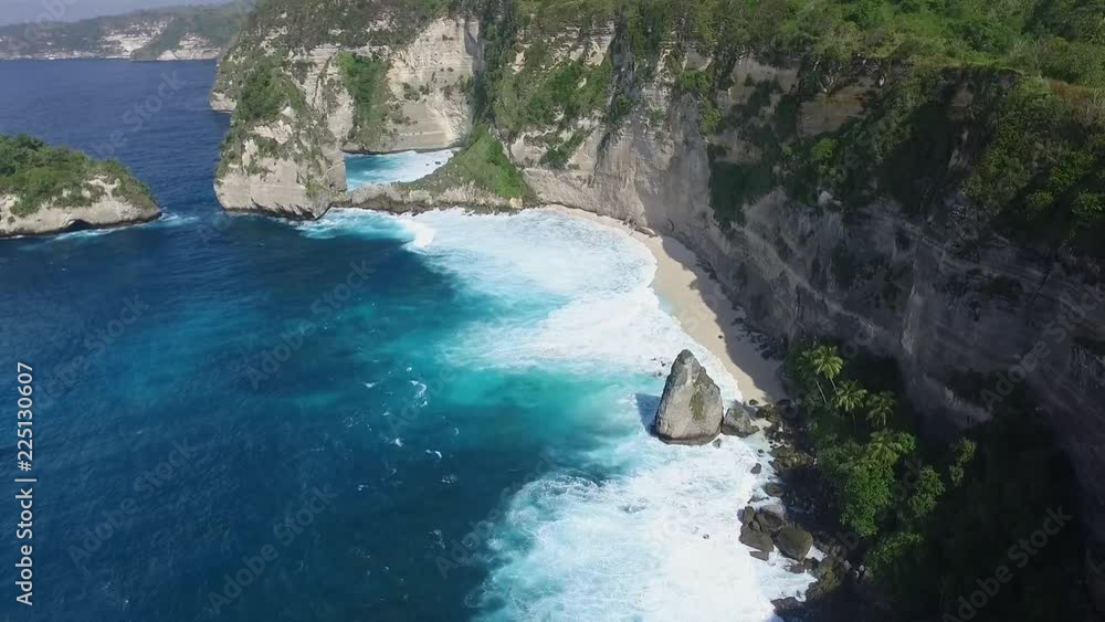 Aerial Amazing view of the Ocean with waves, rocky cliff and beach Aerial Amazing view of the Ocean with waves, rocky cliff and beach