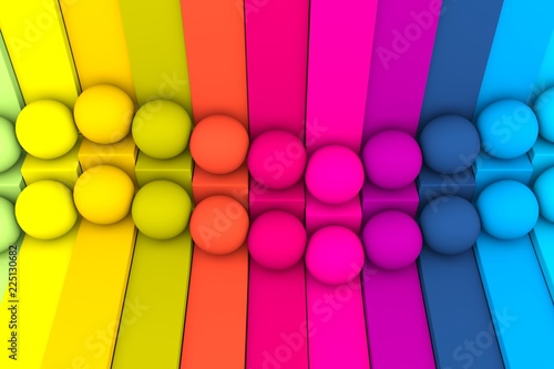 colorful abstract background with cube and sphere 3d illustration