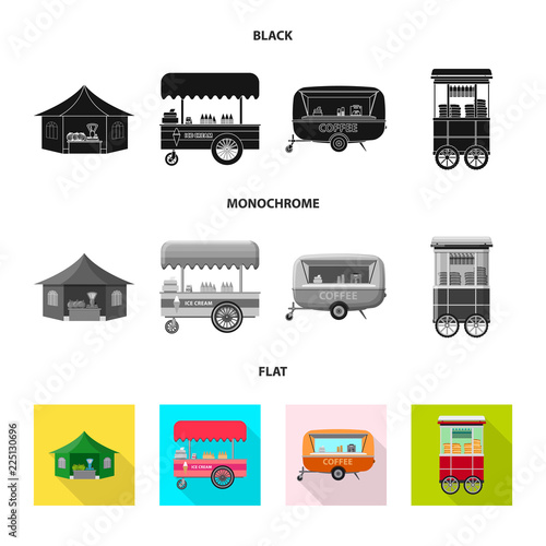 Isolated object of market and exterior icon. Collection of market and food stock vector illustration.