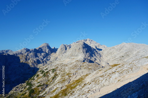 Hiking trail leading from Seven Lakes valley to the top of mount Triglav in Triglav national park  Julian Alps  Slovenia