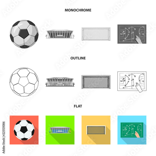 Isolated object of soccer and gear logo. Collection of soccer and tournament vector icon for stock.