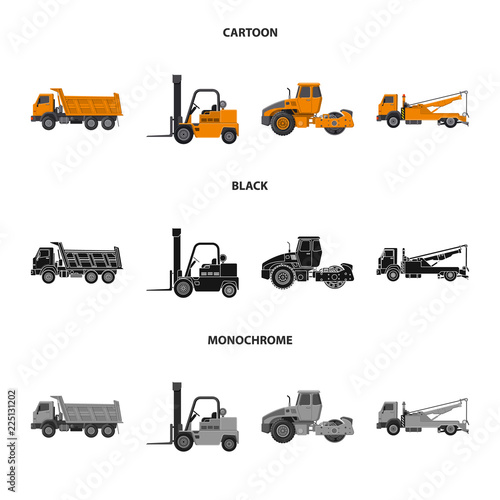 Isolated object of build and construction logo. Collection of build and machinery stock vector illustration.