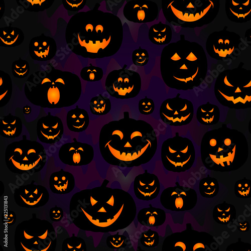 Abstract seamless pumpkin pattern for girls,boy, kids, halloween, clothes. Creative vector halloween pattern with pumpkin scary face, smile. Funny pumpkin pattern for textile and fabric. Fashion style © mamenkoaleks