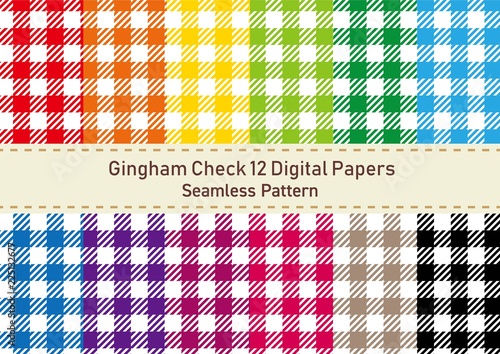 ギンガムチェックの壁紙セット