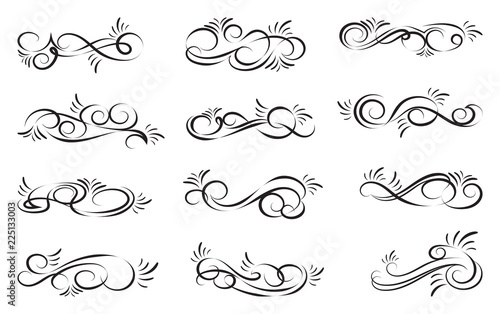 Swirl decoration dividers isolated on white background. Decorative elements for frames. Vector illustration.