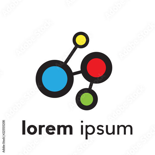 Creative abstract logo network and communications, vector flat hub