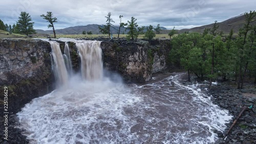 Time Lapse of a beautiful waterfall. Mongolia. Ulaan Tsutgalan