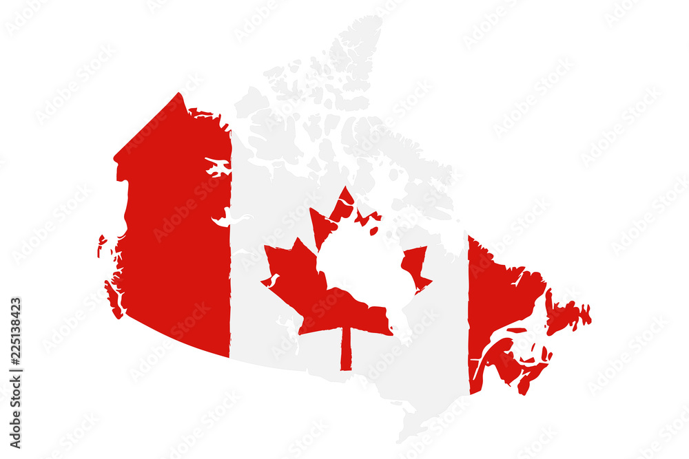 Map of Canada with Flag. Hand Painted with Brush. Vector Illustration. Map of Canada with Flag. Hand Painted with Brush. Vector Illustration.