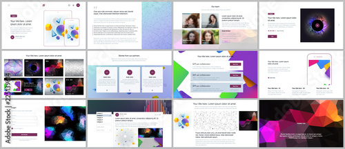 Vector templates for website design, minimal presentations, portfolio with vibrant geometric backgrounds made simple shapes in hipster style. UI, UX, GUI. Design of headers, features page, blog etc.