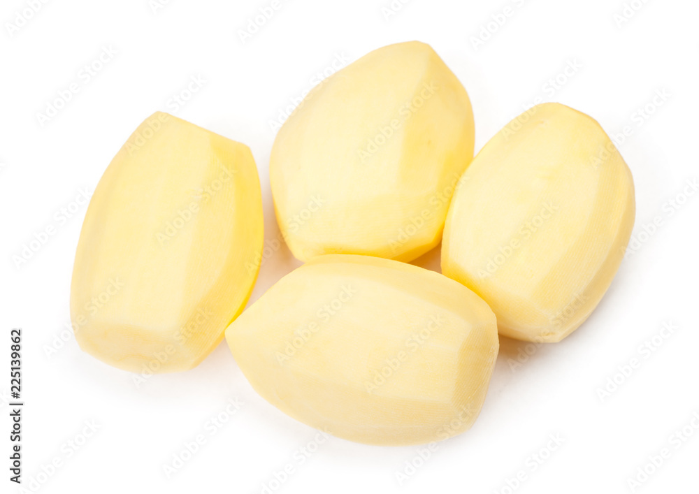 Raw peeled potatoes