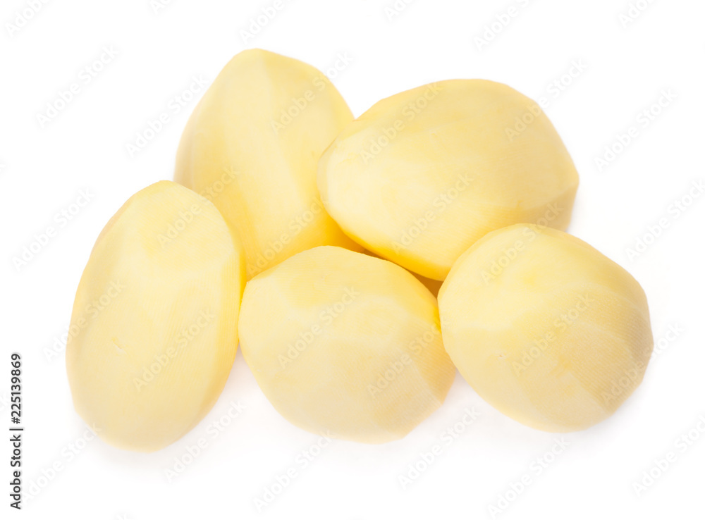 Raw peeled potatoes