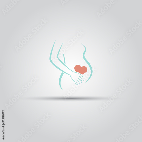 Silhouette of pregnant woman isolated vector logo