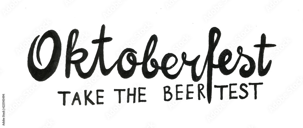 hand drawn beer Octoberfest calligraphy autumn