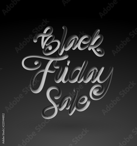 Vector illustration: Handwritten 3D lettering composition of Black Friday Sale on dark background.