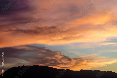 spectacular orange sunset with blue sky © Oubaid