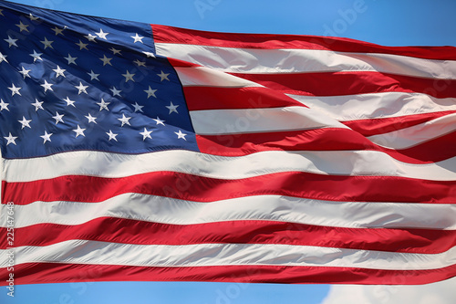 Waving star and striped American flag, USA