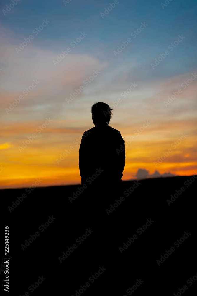 Silhouette women looking success at not far away. Silhouette women looking success at not far away.