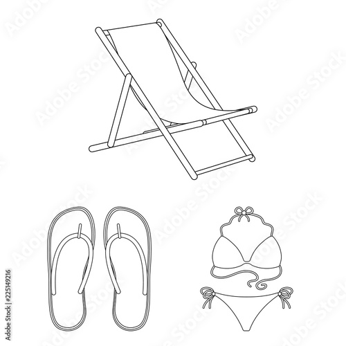 Summer rest outline icons in set collection for design. Beach accessory vector symbol stock web illustration.