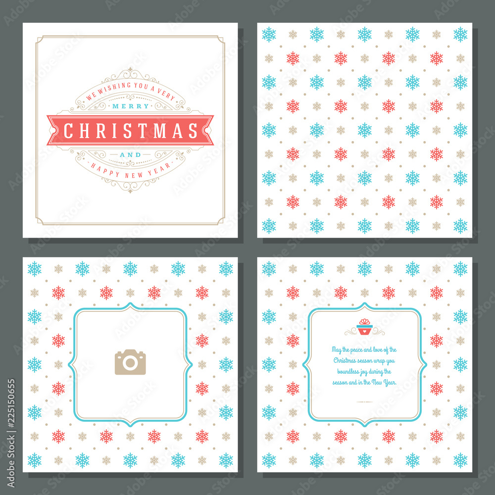 Christmas greeting card vector design and pattern background