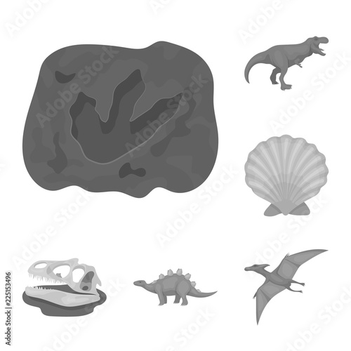 Different dinosaurs monochrome icons in set collection for design. Prehistoric animal vector symbol stock web illustration.