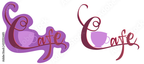coffee cup and the inscription of a cafe on the background and without it typography