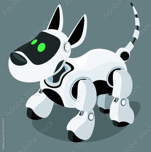 The mechanical robot dog, man's best friend. Vector illustration on the topic of high technology.