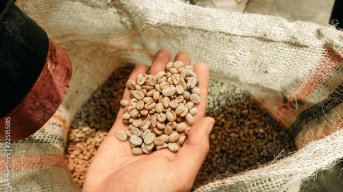 showing high quality raw coffee for export