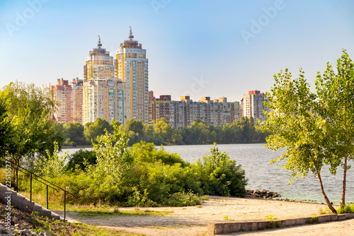 High Obolon buildings near the Dnieper river in Kiev, Ukraine.