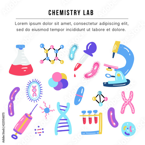 Hand drawn genome sequencing concept. Human dna research technology symbols.