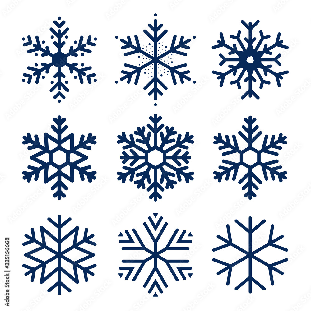 Vector snowflakes icons. Set of snowflakes texture Vector snowflakes icons. Set of snowflakes texture