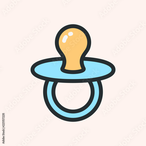 Baby Pacifier Minimalistic Flat Color Icon Pictogram Symbol