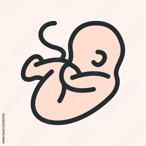 Embryo Child Kid Pregnant Minimalistic Color Flat Icon Pictogram Symbol
