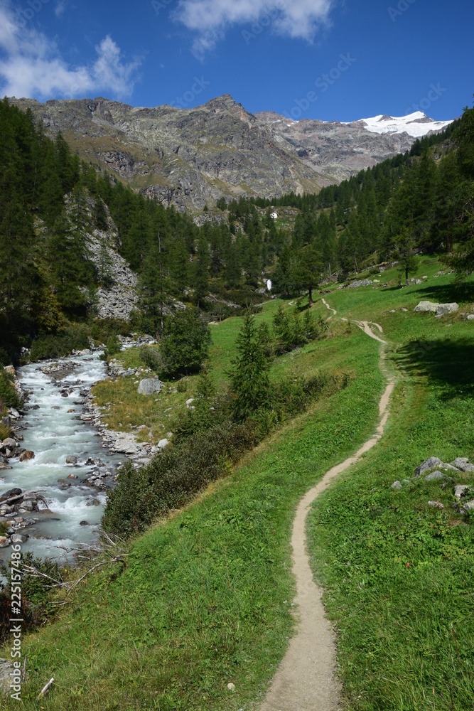 Valle d'Aosta - sentiero lungo il torrente Lys
