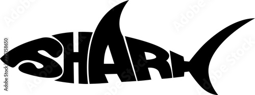 stylized word in shape of shark
