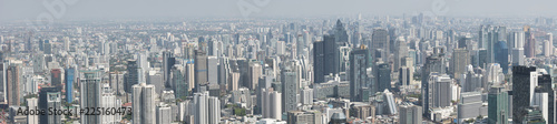 Aerial panorama view of skyscrapers in Bangkok, Thailand. © tuaindeed